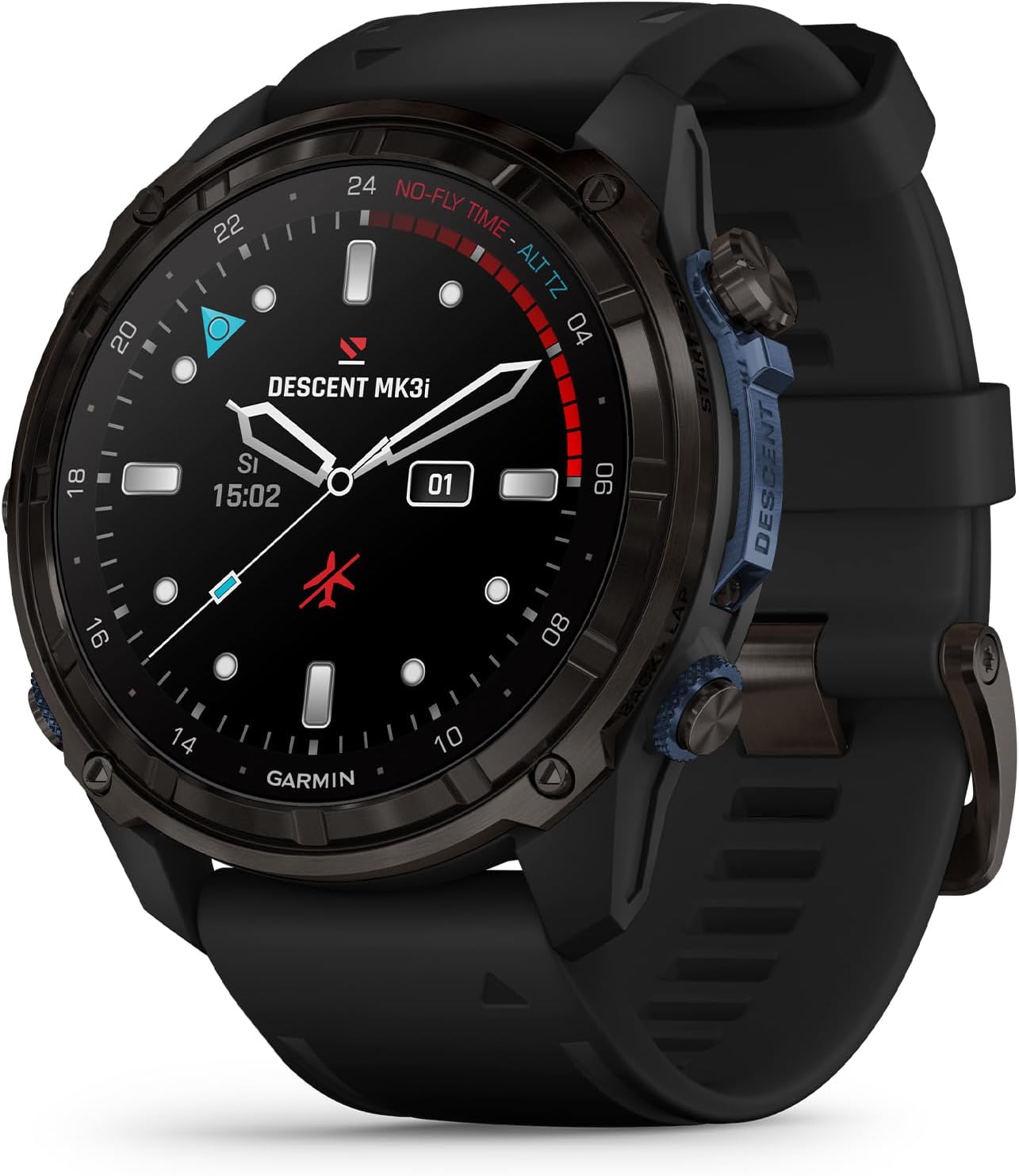 GARMIN DESCENT™ MK3I – 43 MM DIVE COMPUTER, CARBON GRAY DLC TITANIUM WITH BLACK SULICONE BAND