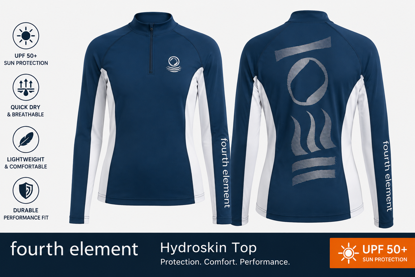 Fourth Element Men Long Sleeve Hydro-T Classic Fit--Small--Navy/White
