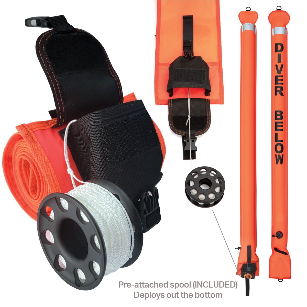 XS SCUBA “QUICK LAUNCH” MARKER BUOY, ORANGE