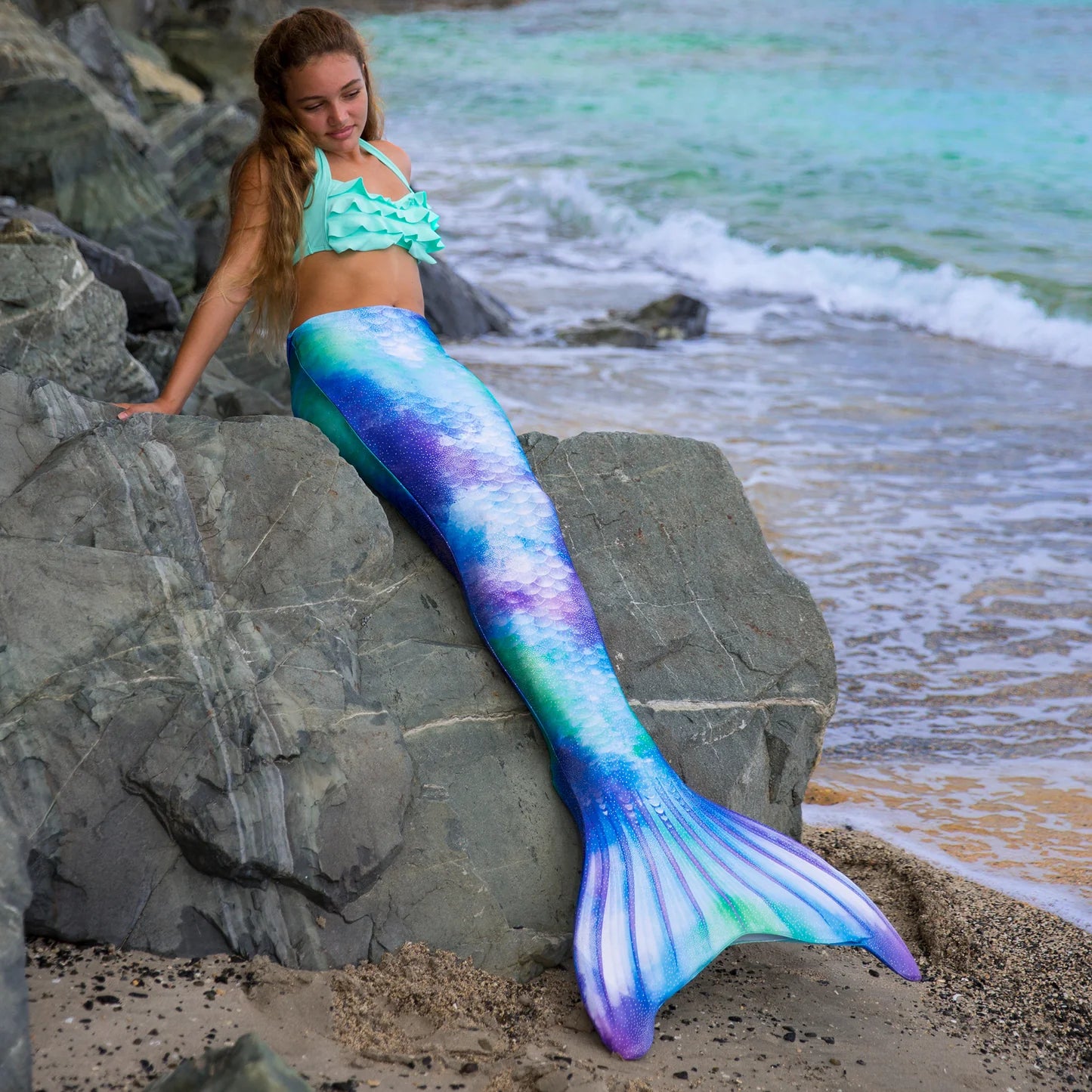 Finfun Watercolor Waves Mermaid Tail Size M