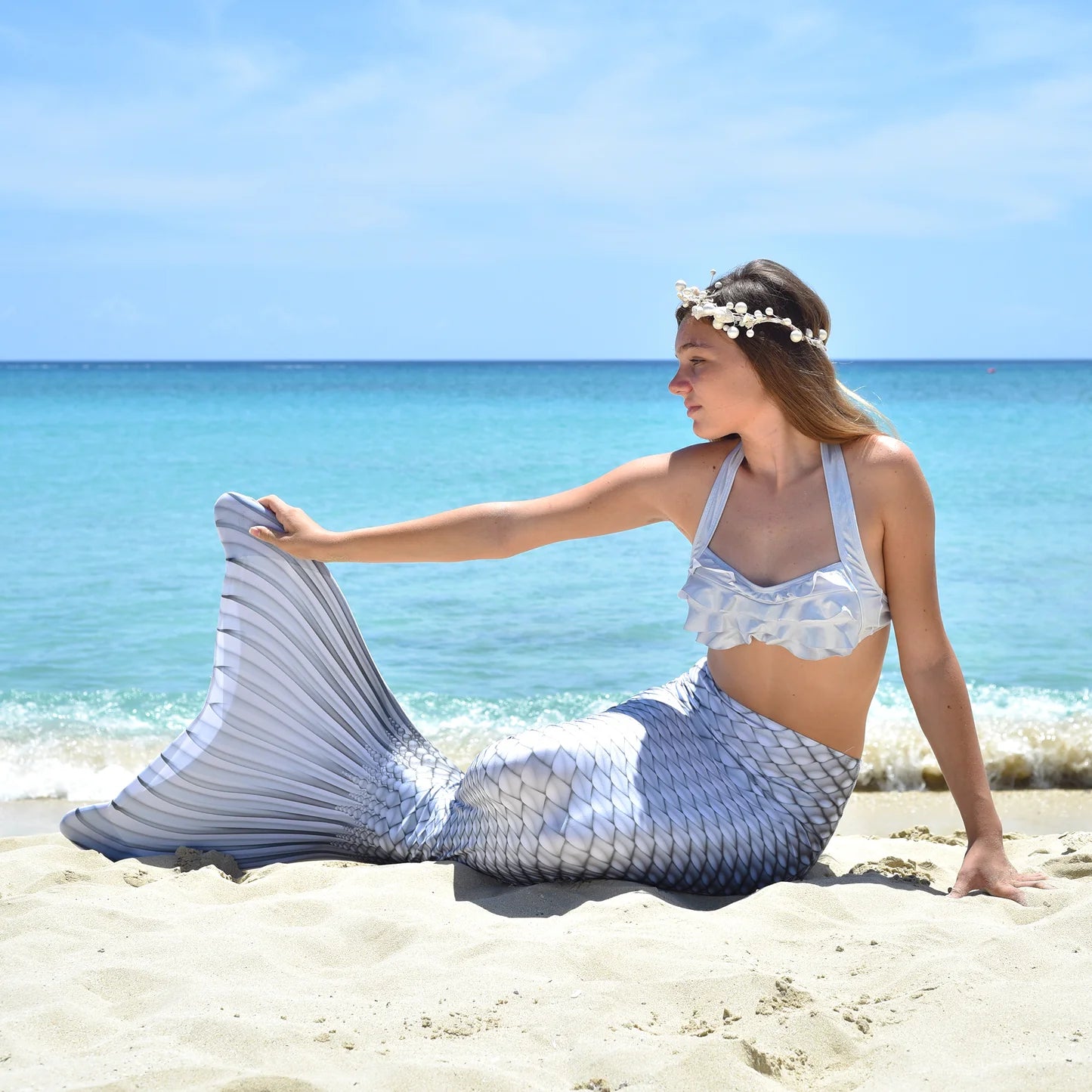 Finfun Silver Lighting Mermaid Tail  Size S
