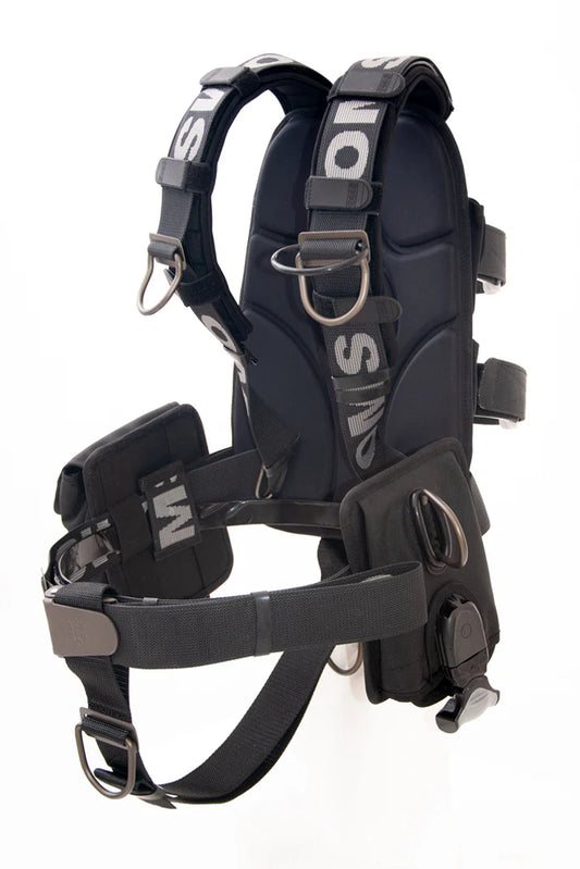 OMS BACKPLATE W/ SMARTSTREAM HARNESS SIG, CROTCH STRAP, BACK PAD W/ WEIGHT POCKETS, 6 LB SYSTEM, TANK BANDS EXCLUDED