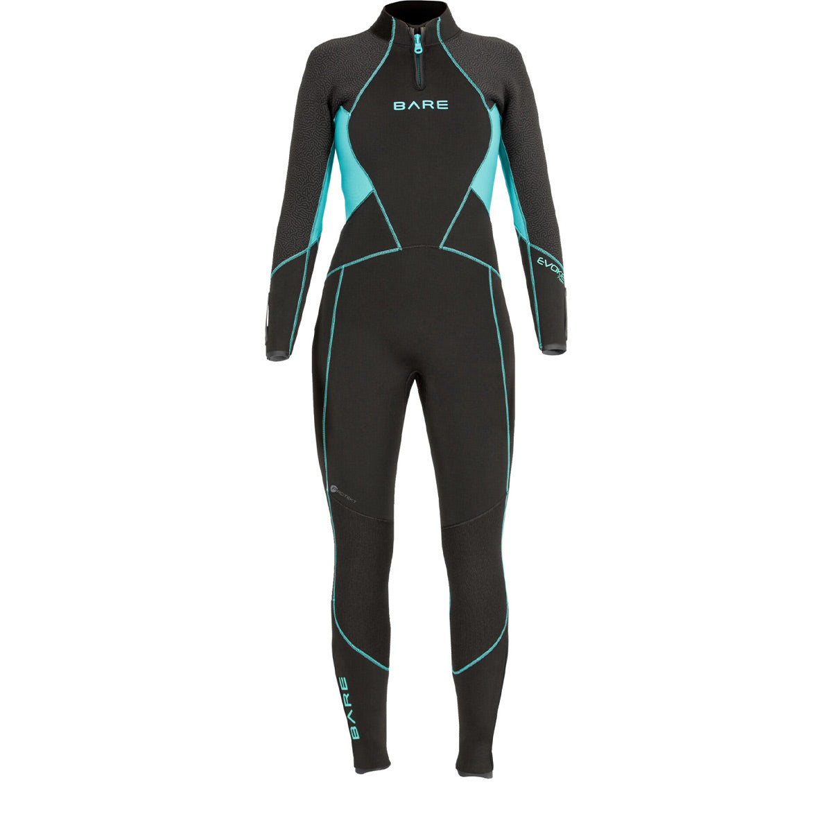 BARE 5MM EVOKE FULL WETSUIT, WOMENS, AQUA, 06