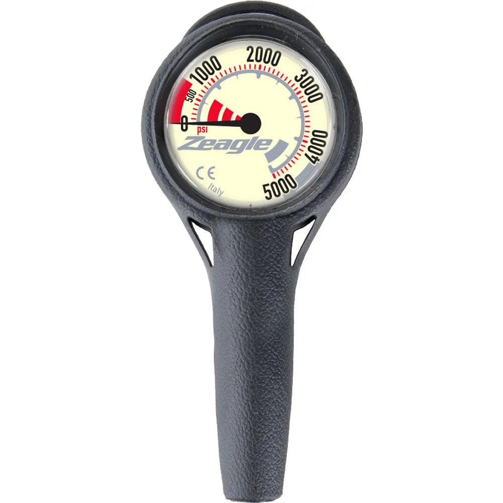 Zeagle Single Pressure Gauge, Imperial 11" Rubber Hose